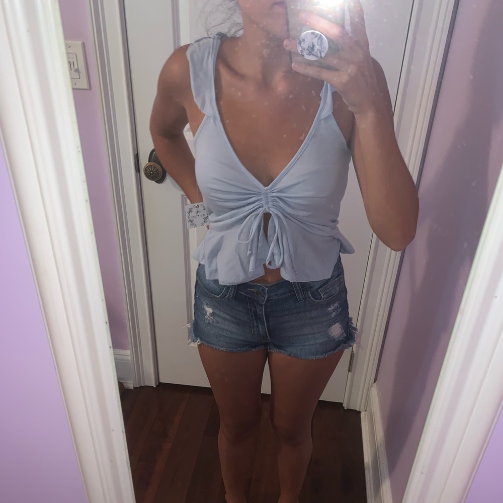Cute blue flowy top